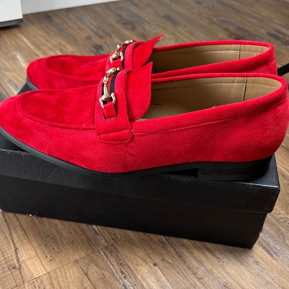 Red Suede Loafers size 12 EU 45 PROM HOCO WEDDING - Picture 5 of 8